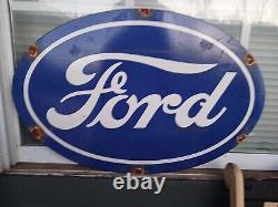 Rare Vintage Ford Porcelain Sign Auto Parts Dealer Gas Station Oil Service Sales
