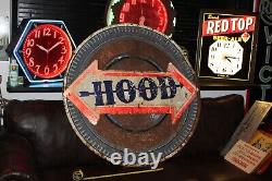 SCARCE 1950s HOOD TIRES 48 METAL SIGN SERVICE STATION GAS OIL FORD CHEVY ARROW