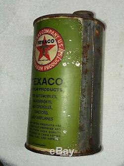 SCARCE Texaco 574 Motor Oil Quart Can Black T Gas Service Station VG condition