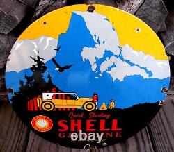 Shell Gasoline Vintage Porcelain Enamel Gas Pump Oil Service Station Sign