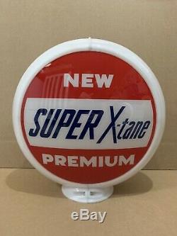 Super X-tane Gas Pump Globe Light Vintage Glass Lens Service Station Garage