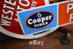 TIN COOPER Tires SIGN 6' embossed Garage Service Advertising Gas Oil Station