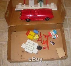 Topper Johnny Service Gas Station With Car C. 1966-68 Boxed