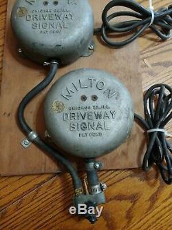 Two Vintage Milton Gas Service Station Driveway Signal Bell Chicago