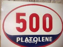 VINTAGE 500 PLATOLENE GAS & OIL SERVICE STATION SIGN clean NOS