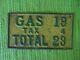 Vintage 1920's 1930's Gas + Tax Sign Pump Plate Price Gas Service Station Tag