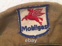 Vintage 1940's Mobilgas Gas station service attendant hat cap snap on (NO BILL)