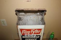 Vintage 1950's Film Fyter Windshield Service 20 Metal Gas Station Cabinet Sign