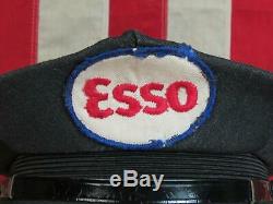 Vintage 1950s Esso Gas Service Station Attendant Cap Uniform Hat Wool Gasoline