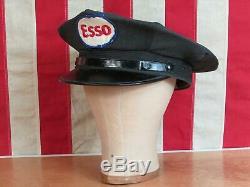 Vintage 1950s Esso Gas Service Station Attendant Cap Uniform Hat Wool Gasoline