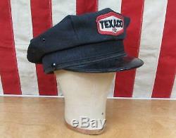 Vintage 1950s Texaco Gas Service Station Attendant Cap Wool Uniform Hat Gasoline