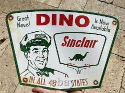 Vintage 1957 Sinclair Porcelain Sign Gas Station Man Oil Service Garage Mechanic