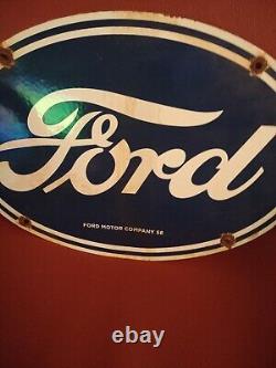 Vintage 1958 Ford Porcelain Sign Auto Parts Dealer Gas Station Oil Service Dept