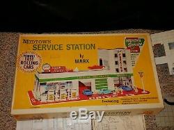 Vintage 1971 Marx Tin Midtown Service Gas Station Playset, 3500, Box, Nr Complete