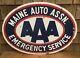 Vintage 2 Sided Porcelain Maine Auto Emergency Service Aaa Gas Station Sign
