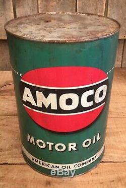 Vintage 5 Qt AMOCO American Oil Co. Motor Oil Tin Can Gas Service Station Sign