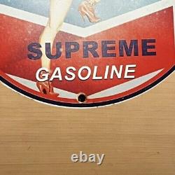 Vintage 8 Chevron Porcelain Sign Supreme Gasoline Gas Oil Pump Service Station