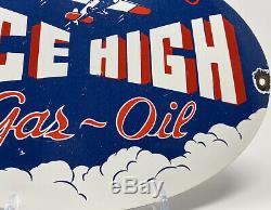 Vintage Ace High Gas & Oil Porcelain Sign Gasoline Service Station Pump Plate