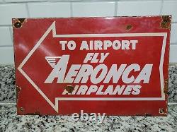 Vintage Aeronca Porcelain Sign Aviation Aircraft Plane Gas Station Oil Service