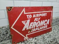 Vintage Aeronca Porcelain Sign Aviation Aircraft Plane Gas Station Oil Service