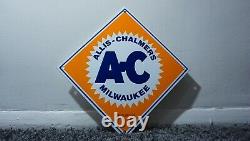 Vintage Allis Chalmers Porcelain Sign Gas Service Station Oil Ad Rare Tractor Ad