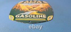 Vintage Alta Gasoline Porcelain Mountains Gas Service Station Pump Plate Sign