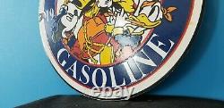 Vintage American Gasoline Porcelain Gas Walt Disney Service Station Pump Sign