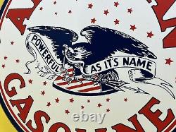 Vintage American Gasoline Porcelain Sign Gas Station Motor Oil USA Service Eagl
