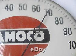Vintage Amoco Oil Gas Service Station Thermometer Servel Advertising Sign Round