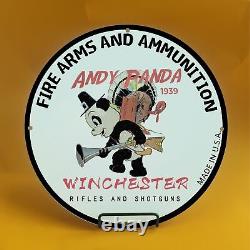 Vintage Andy Panda Gasoline Porcelain Gas Service Station Auto Pump Plate Sign