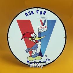 Vintage Ask For V Gasoline Porcelain Gas Service Station Auto Pump Plate Sign