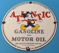 Vintage Atlantic Gasoline Porcelain Gas Service Station Pump Plate 12 Sign