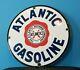 Vintage Atlantic Gasoline Porcelain Gas Service Station Pump Plate Ad Sign