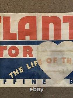 Vintage Atlantic Motor Oil Cloth Banner Canvas Gas Garage Service Station Sign 1