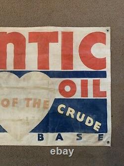 Vintage Atlantic Motor Oil Cloth Banner Canvas Gas Garage Service Station Sign 1