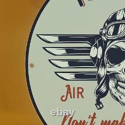 Vintage Aviator Air Ace When Fly Porcelain Enamel Gas Service Station Pump Sign