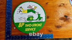 Vintage BP Two-Stroke Service Porcelain Sign Gas Station Scooter Vespa RARE