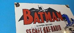 Vintage Batman Radio Porcelain Comic Book Gas Service Station Pump Plate Sign