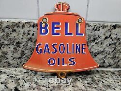Vintage Bell Porcelain Sign Gasoline Oil Gas Station Service Garage Tractor Farm