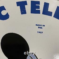 Vintage Bell System Porcelain Sign Gas Oil Telephone Service Station Pump Plate