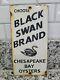 Vintage Black Swan Porcelain Sign Chesapeake Bay Oyster Gas Station Oil Service