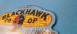 Vintage Blackhawk Co Op Porcelain Gas Oil Service Station Indian Topper Sign