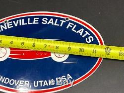 Vintage Bonneville Salt Flats Porcelain Sign Gas Oil Pump Plate Service Station