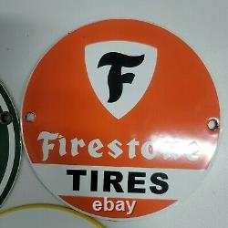 Vintage Bp Firestone Castrol Metal Porcelain Sign Gas Oil Service Station