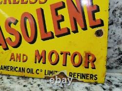 Vintage British American Oil Porcelain Sign Gasolene Uk Gas Station Oil Service