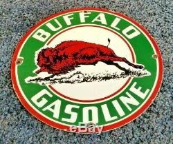 Vintage Buffalo Gasoline Porcelain Gas Service Station Pump Plate Ad Sign