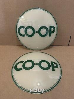 Vintage CO-OP Gas Pump Globe Lenses Glass Top Sign Oil Service Station Garage