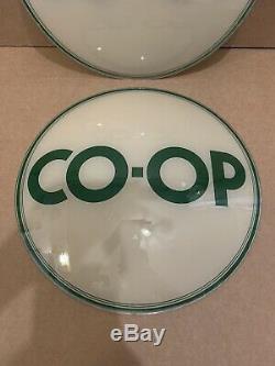 Vintage CO-OP Gas Pump Globe Lenses Glass Top Sign Oil Service Station Garage