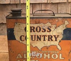 Vintage CROSS COUNTRY ANTI FREEZE 1 Gal Tin Can Auto Gas & Oil Service Station