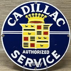 Vintage Cadillac Porcelain Service Sign Gas Station Pump Motor Oil Dealership